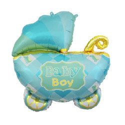 Шар воздушный фольга Falali 35" Фигура Коляска Baby Boy голубой 87*67см 17555 (4)