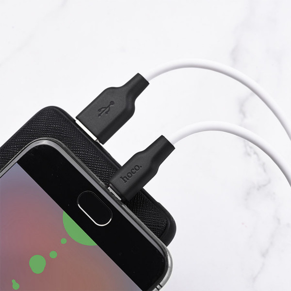 Кабель USB - Micro USB Hoco X21 Plus 1м 2,4A белый/черный