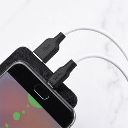 Кабель USB - Micro USB Hoco X21 Plus 1м 2,4A белый/черный