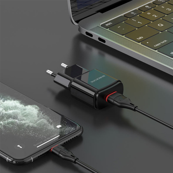 Блок сетевой USB 1x Borofone 2,1A 10Вт BA48A черный