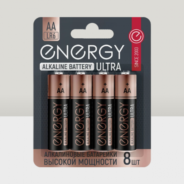 Батарейки Energy Ultra LR6 АА 8BL алкалиновые (щелочные) 8шт 104980