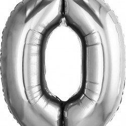 Шар воздушный фольга Agura 32" серебро Цифра 0 81*70см 759264 (3)
