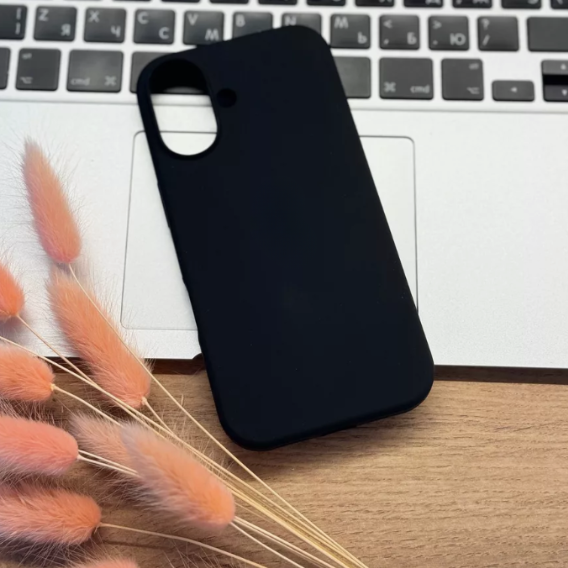 Чехол накладка силикон Silicone Case iPh 16 Plus черный аналог