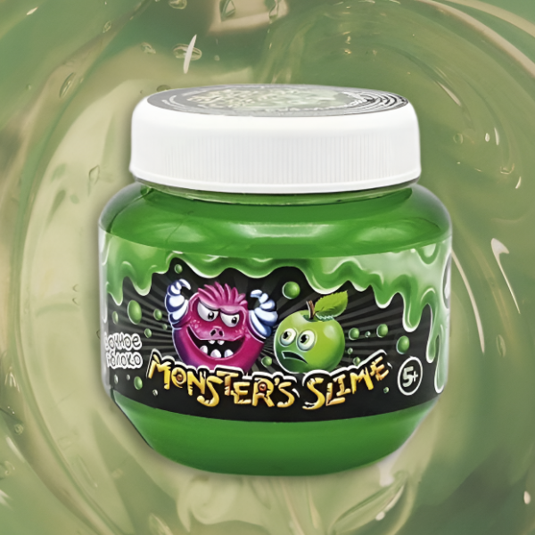 Слайм жвачка для рук Kiki Monster's Slime Сочное яблоко зеленый 250мл SCB001
