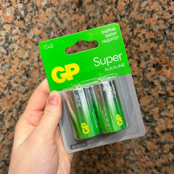 Батарейки GP Super LR14 C 2BL алкалиновые (щелочные) 2шт GP14AA21-2CRSBC2