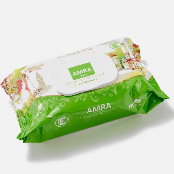 Салфетки влажные Amra Ultra London Oсвежающие 120шт 287294