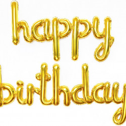 Гирлянда из шаров букв фольга Дон Баллон Happy Birthday золото 2шт 19800V (Гел не надув)