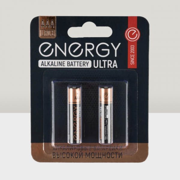 Батарейки Energy Ultra LR03 ААА 2BL алкалиновые (щелочные) 2шт 104404