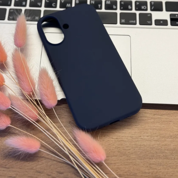 Чехол накладка силикон Silicone Case iPh 16 Plus темно-синий аналог