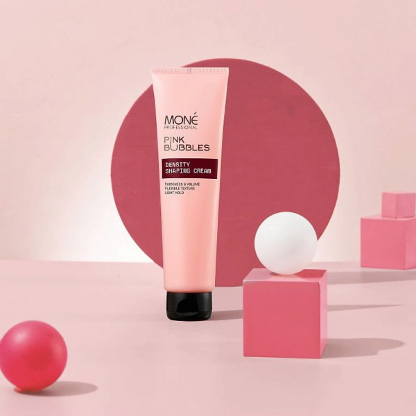 Крем для укладки волос MONE Pink Bubbles с экстрактом моринги Объем и уплотнение 100мл 394584