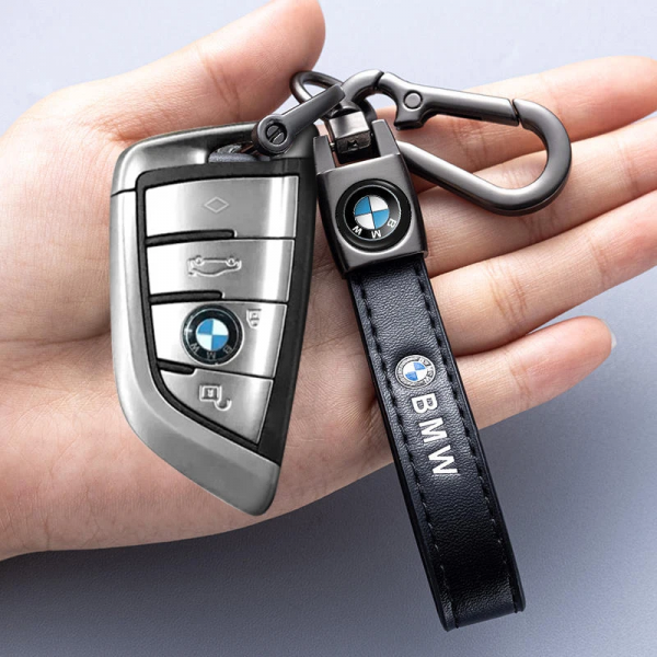Брелок-карабин авто металл-кожа ALB Xinjiyao BMW XJY-8001-0