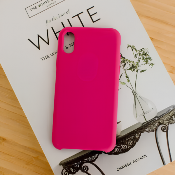 Чехол накладка силикон Silicone Case iPh X/XS малиновый аналог