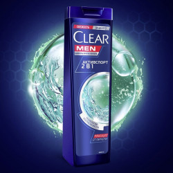 Шампунь Clear Men Активспорт 2в1 с ментолом Ультраосвежающий 200мл 165409