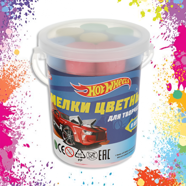 Мелки цветные MultiArt Hot Wheels 8шт MELBUCKET8-HW
