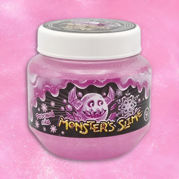 Слайм жвачка для рук Kiki Monster's Slime розовый лед с блестками 250мл SCB003