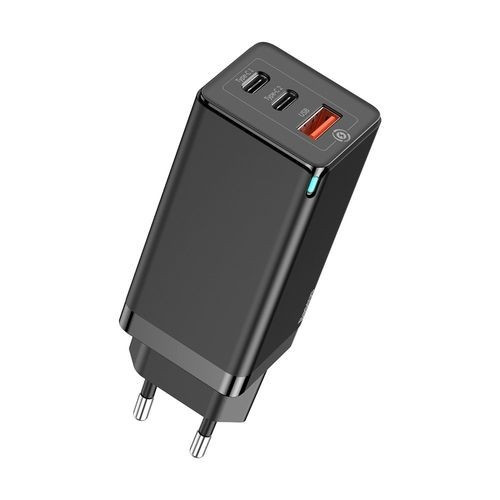 Блок сетевой USB/USBType-С 2x + 1 сменный штекер комплект Guoke 3A 65Вт GK-65W черный -