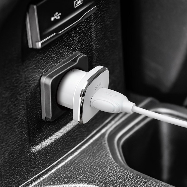 Блок для авто USB 1x + кабель USB-MicroUSB комплект Borofone 3A 7Вт BZ12A белый