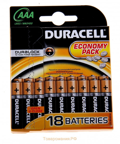 Батарейки Duracell Basic LR3 AAA 18BL алкалиновые (щелочные) 18шт Б0014449