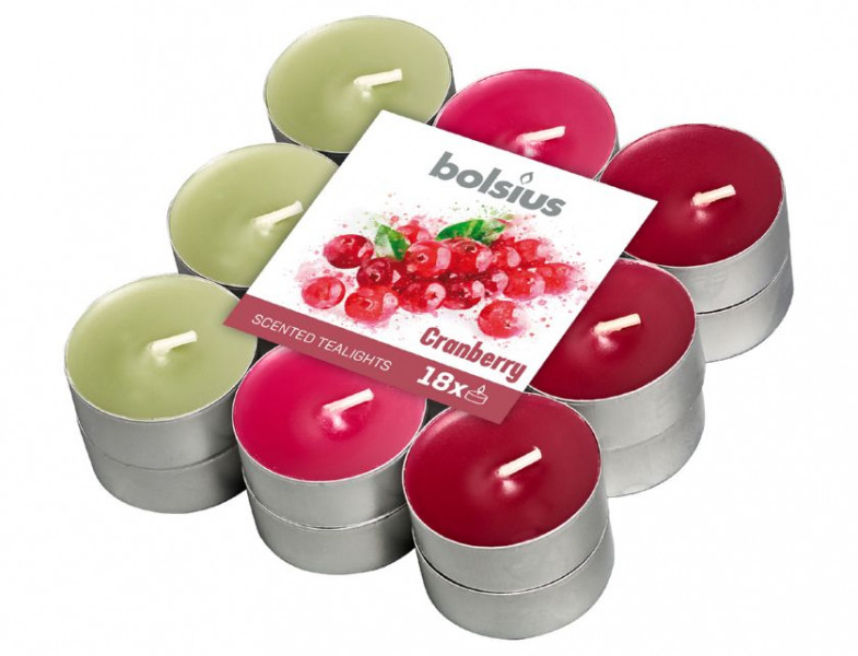 Свечи в гильзе ароматические Bolsius Cranberry 18шт 943489