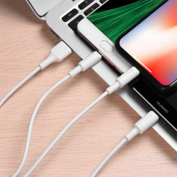 Кабель USB - 3в1 Lightning/Type-C/Micro USB Hoco X25 1м 2A белый