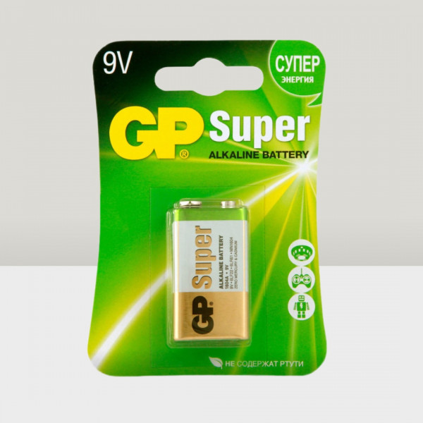 Батарейка GP Super 6LF22/6LR61 1BL алкалиновая (щелочная) 1шт GP1604A-5UE1