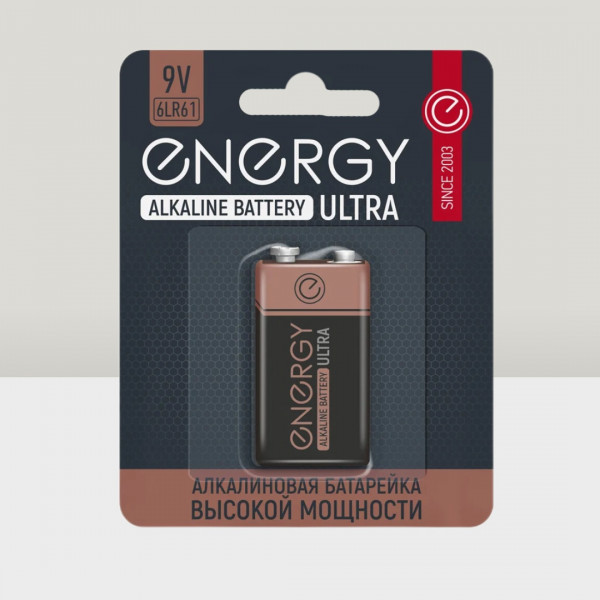 Батарейка Energy Ultra 6LR61 1BL алкалиновая (щелочная) 1шт 105739