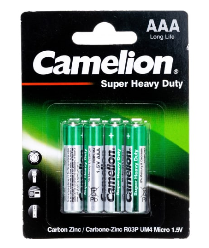 Батарейки Camelion Super Heavy Duty R3 AAA 4BL солевые 4шт 1668