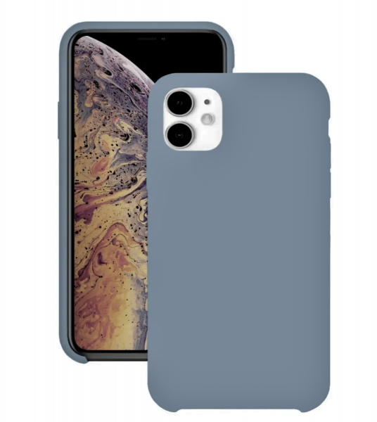 Чехол накладка силикон Silicone Case iPh 11 серо-голубой аналог