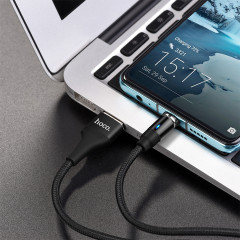 Кабель USB - магнитный Micro USB Hoco U76 1,2м 2,4A черный