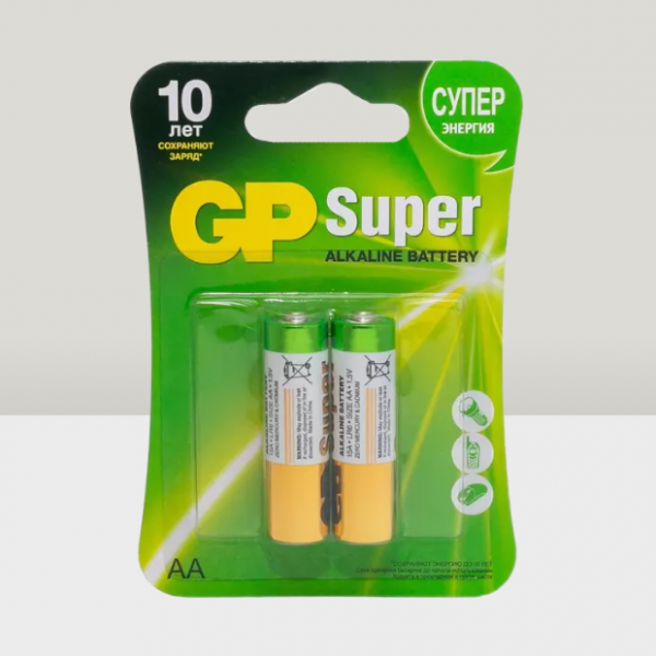 Батарейки GP Super LR6 AA 2BL алкалиновые (щелочные) 2шт GP15A-2CR2
