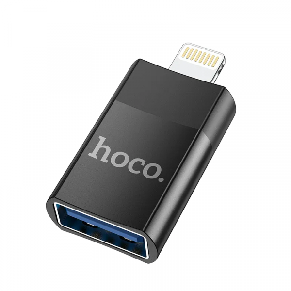 Переходник Lightning(штекер) - USB(гнездо) Hoco UA17 серый