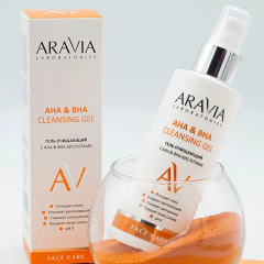 Гель для умывания Aravia AHA&amp;BHA с молочной кислотой Деликатно очищающий 150мл A022