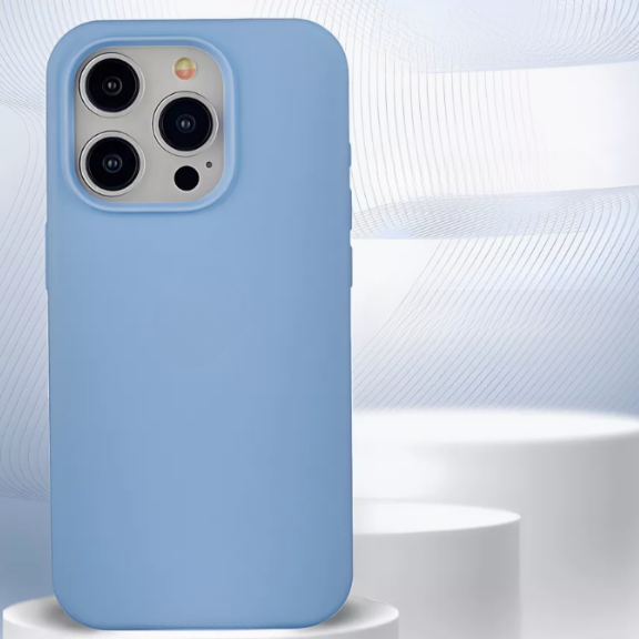 Чехол накладка силикон Silicone Case iPh 15 Pro Max голубой аналог