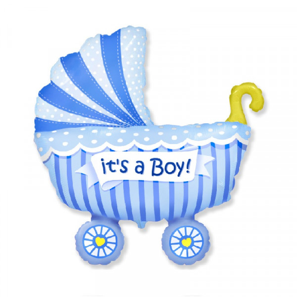 Шар воздушный фольга Flexmetal 36" Фигура Коляска It's a Boy! голубой 90*70см 901740 (4)