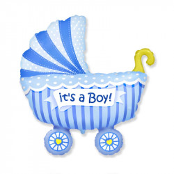 Шар воздушный фольга Flexmetal 36" Фигура Коляска It's a Boy! голубой 90*70см 901740 (4)