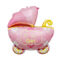 Шар воздушный фольга Falali 35" Фигура Коляска Baby Girl розовый 87*67см 17556 (4)