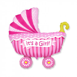 Шар воздушный фольга Flexmetal 36" Фигура Коляска It's a Girl! розовый 90*70см 901741 (4)